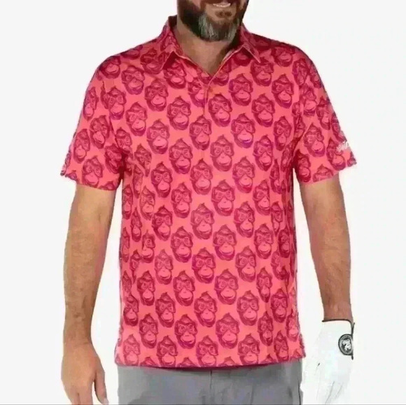 GOLF GODS CHEEKY MONKEY COOL TECH PERFORMANCE GOLF POLO - Picture 1 of 6